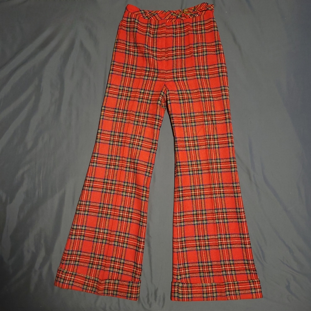 Vintage Junior House Wool Plaid Bell Bottom Pants